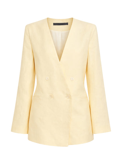 Enza Costa Linen Double Breasted Jacket in Flan