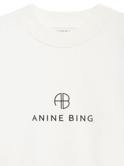 Anine Bing Jaci Monogram Sweatshirt in Ivory