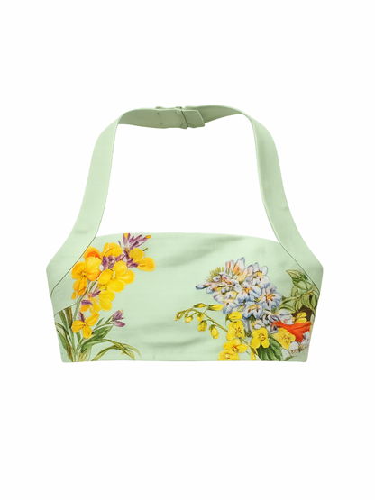 Hemant and Nandita Baku Crop Top in Green