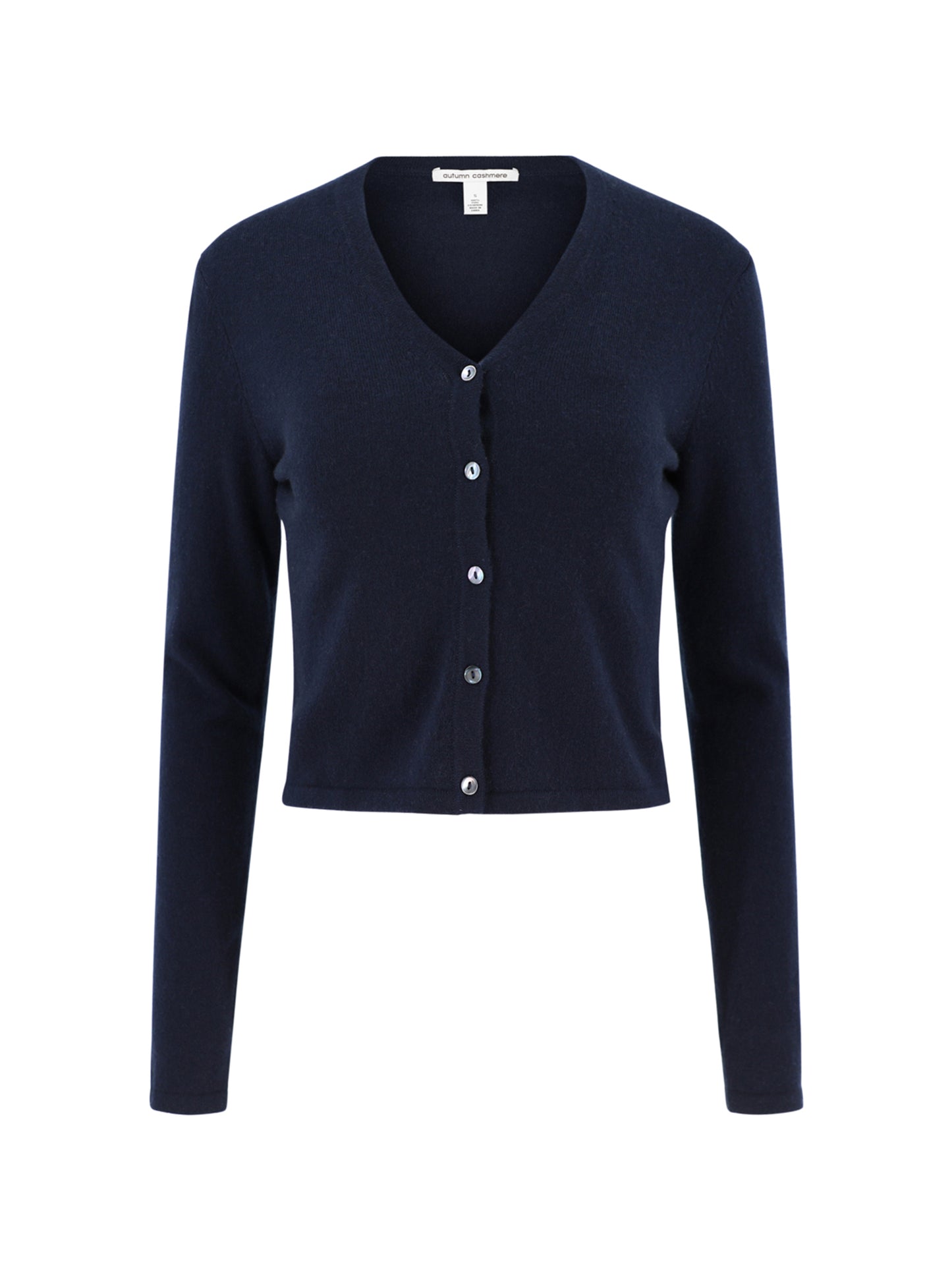 Autumn Cashmere Fitted High V Cardigan in Navy