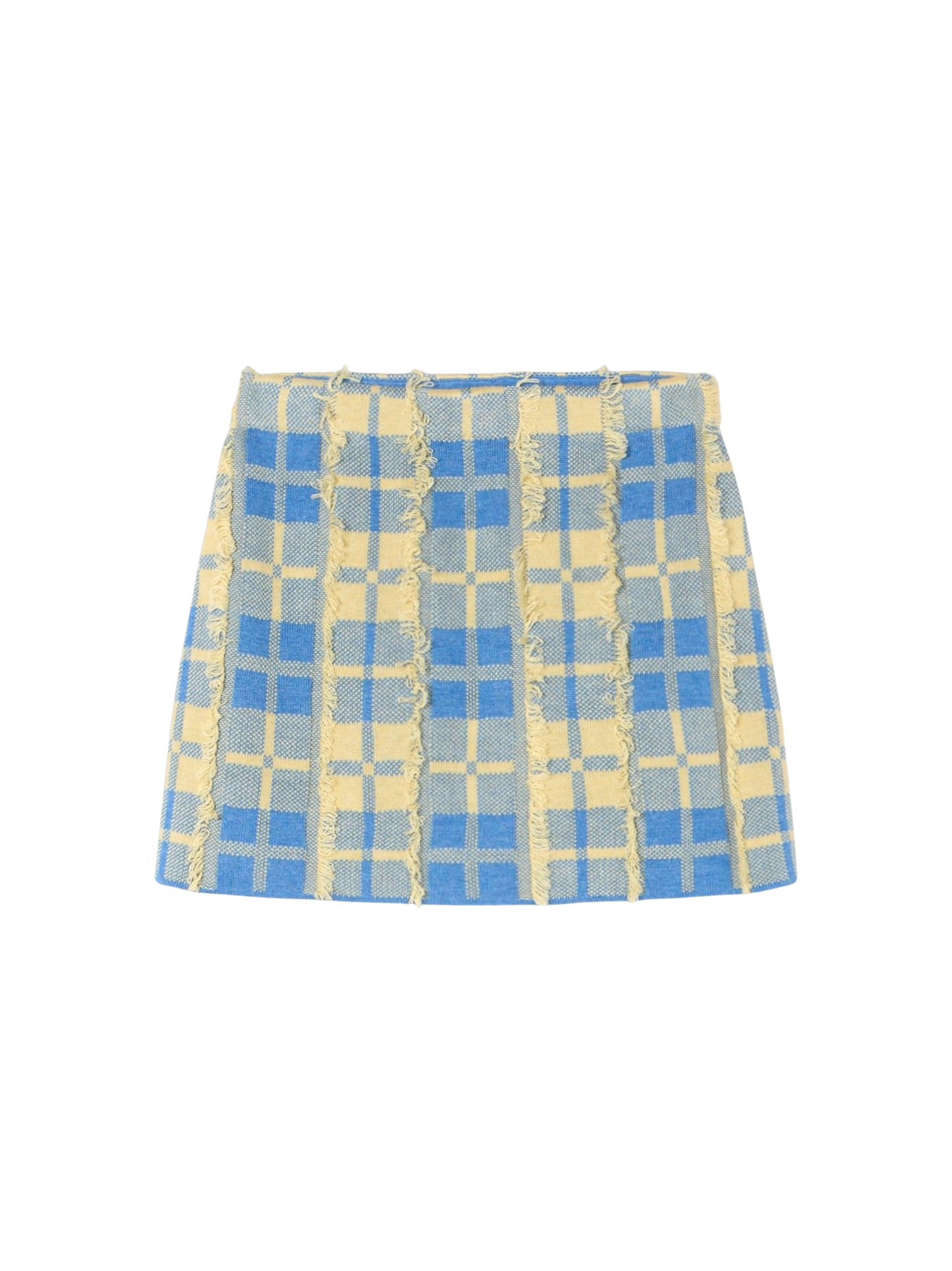 Fringe Plaid Mini Skirt