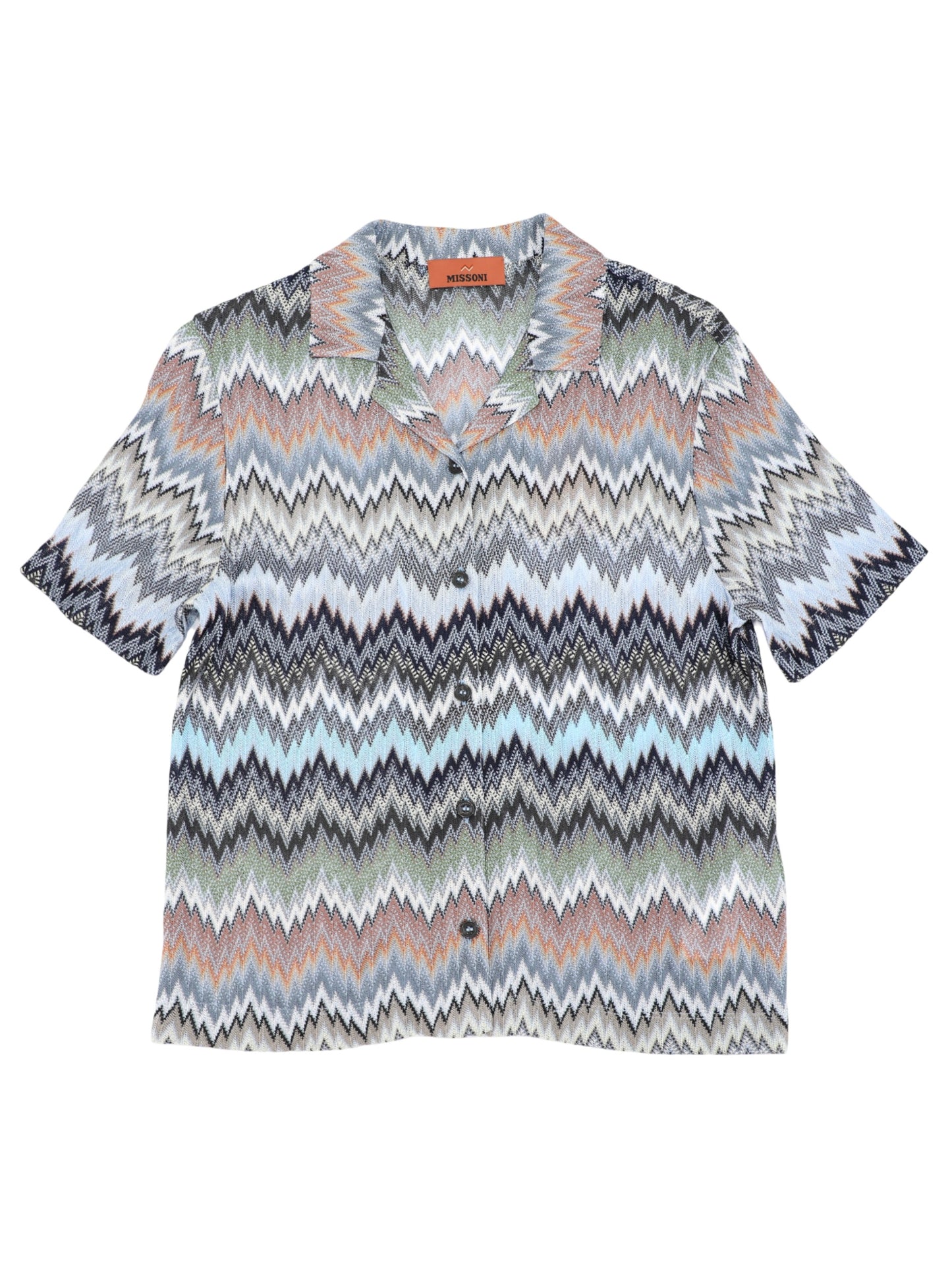Missoni Short Sleeve Shirt in Multicolor Blue Tones