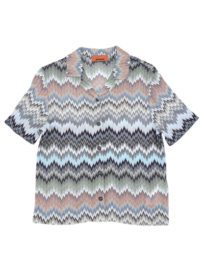 Missoni Short Sleeve Shirt in Multicolor Blue Tones