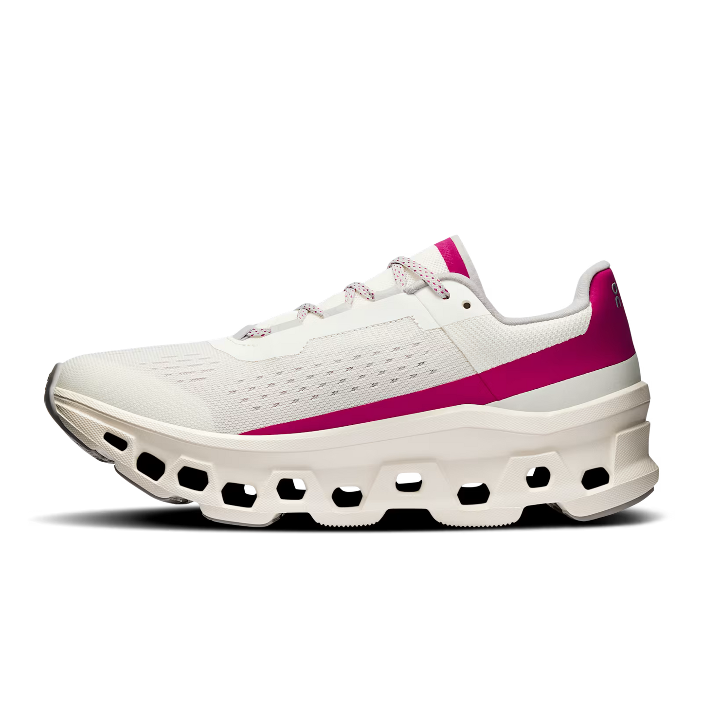 On Running Women's Cloudmonster in Ivory/Grenadine