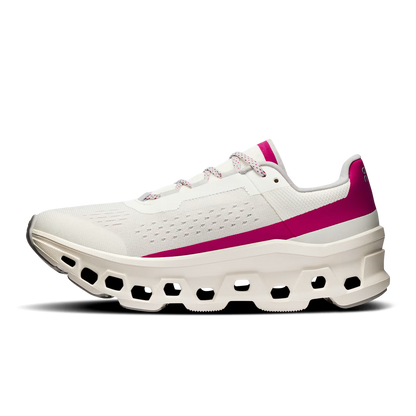 On Running Women's Cloudmonster in Ivory/Grenadine