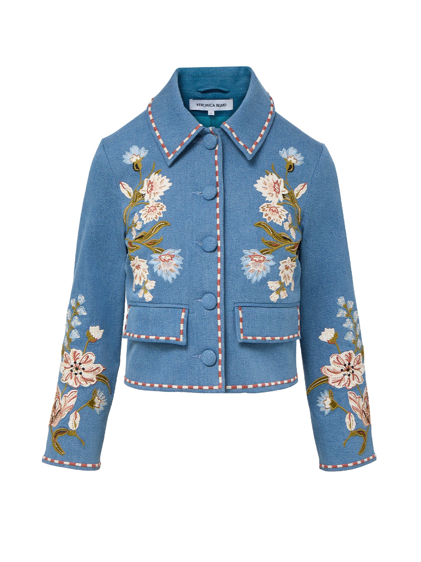 Veronica Beard Vikaria Embroidered Jacket in Sea Glare