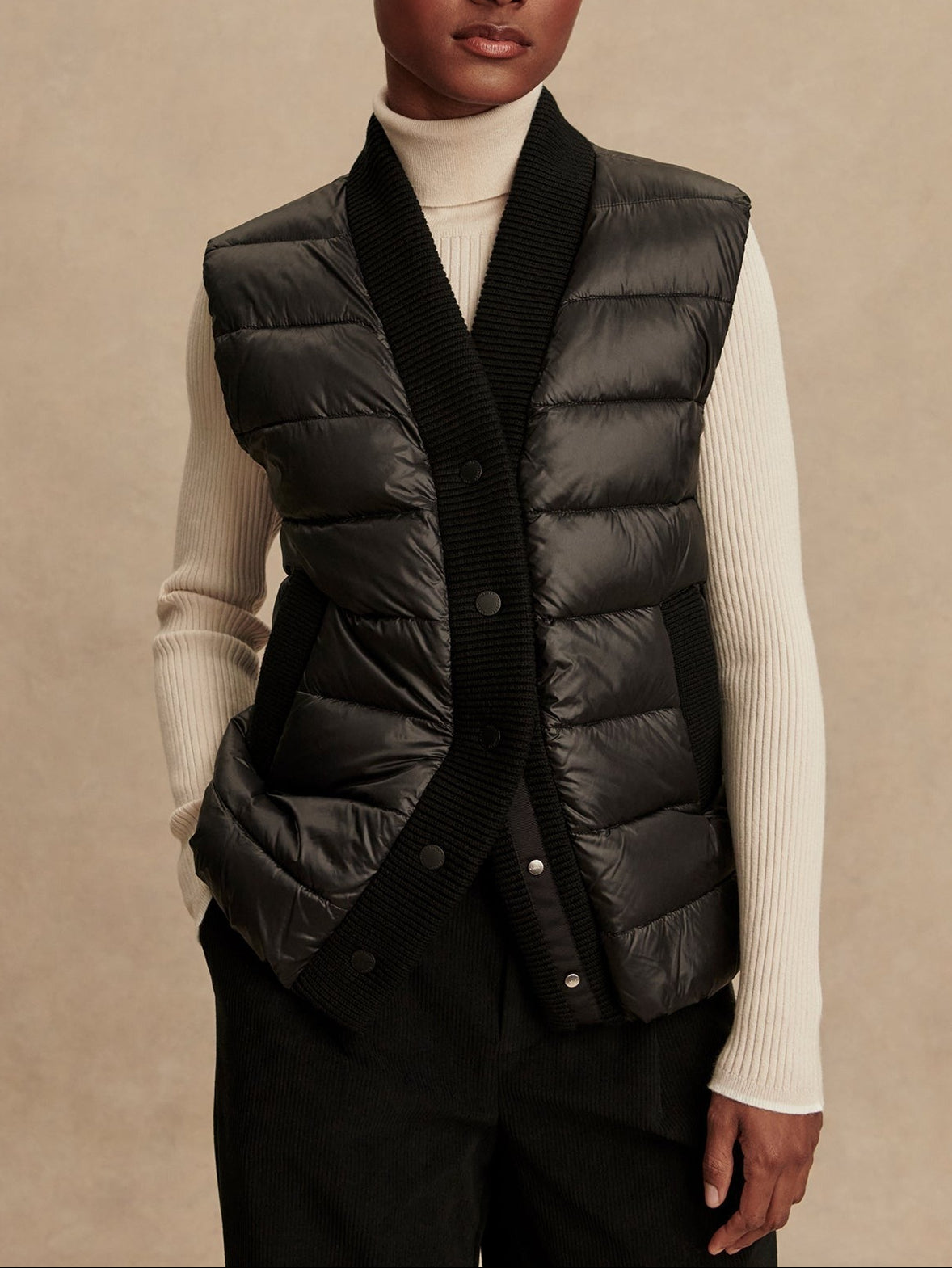 Varley Colwyn Combo Boxy Gilet in Black