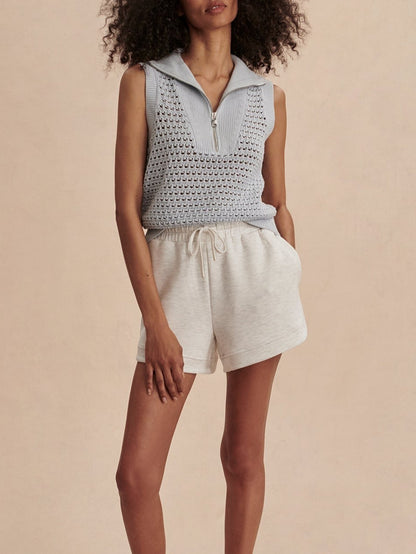Varley Bains Half Zip Tank in Plein Blue