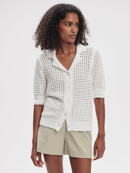 Varley Ellie Knit Shirt in White