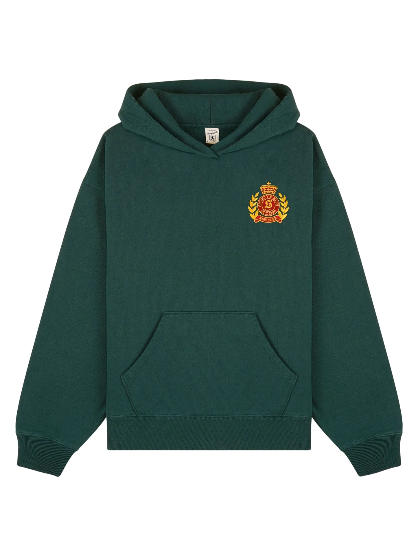 Sporty & Rich NY Crest Embroidered Hoodie in Forest