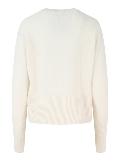 Autumn Cashmere Cropped Boxy Crew With Slits in Chalk