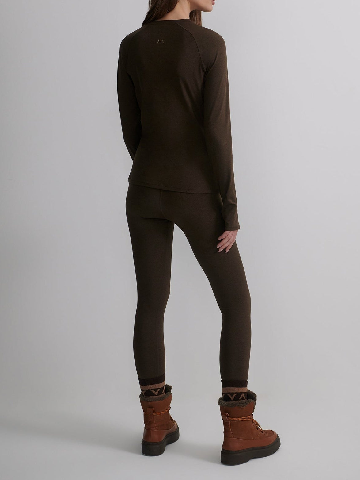 Varley Always Warm Crew Neck Base Layer in Deep Chocolate Marl
