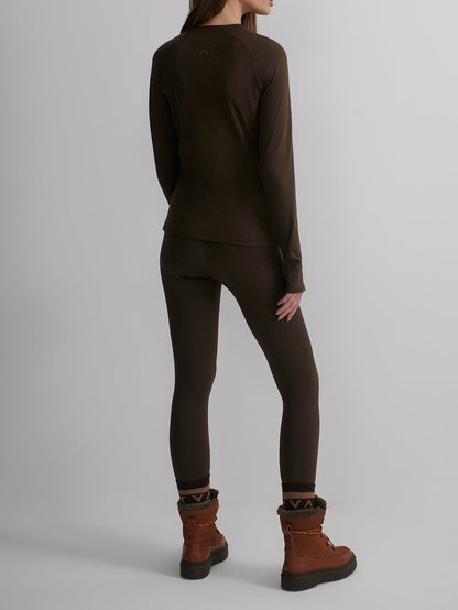 Varley Always Warm Crew Neck Base Layer in Deep Chocolate Marl