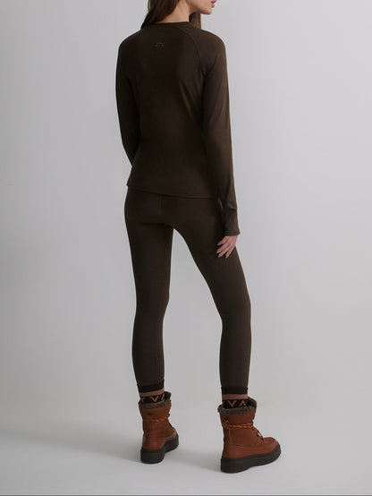 Varley Always Warm Legging Base Layer in Deep Chocolate Marl