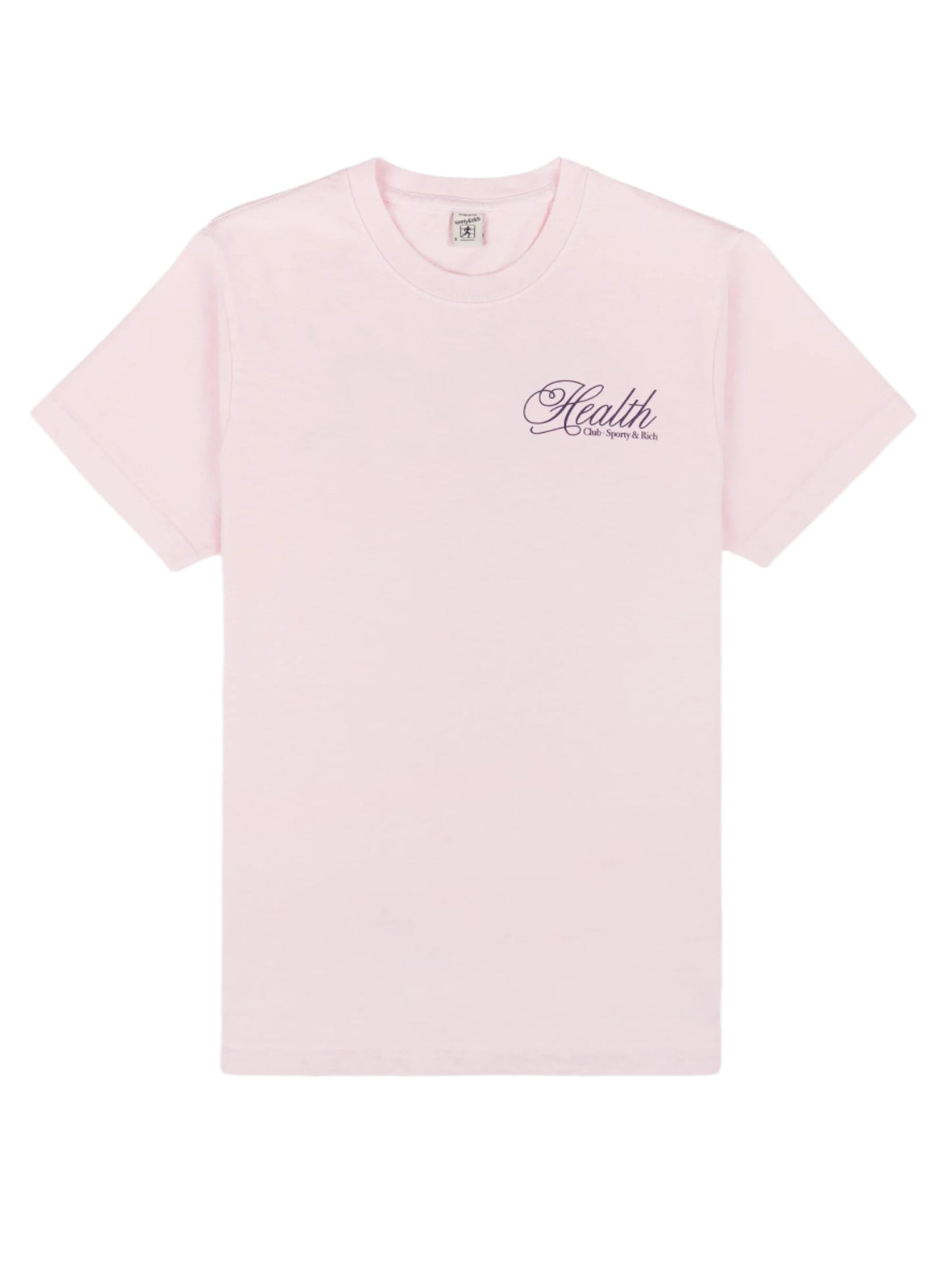 Sporty & Rich Health Script T-Shirt in Pink Dolphin