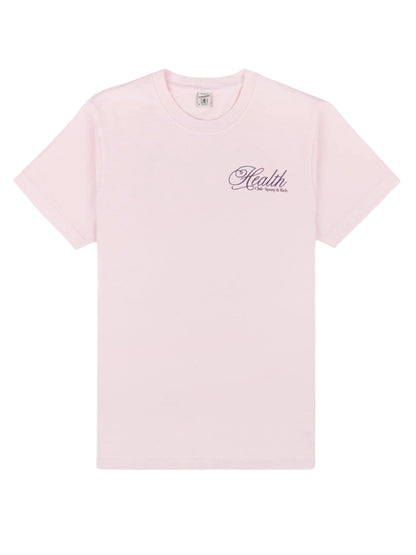 Sporty & Rich Health Script T-Shirt in Pink Dolphin