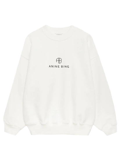 Anine Bing Jaci Sweatshirt Monogram in Ivory