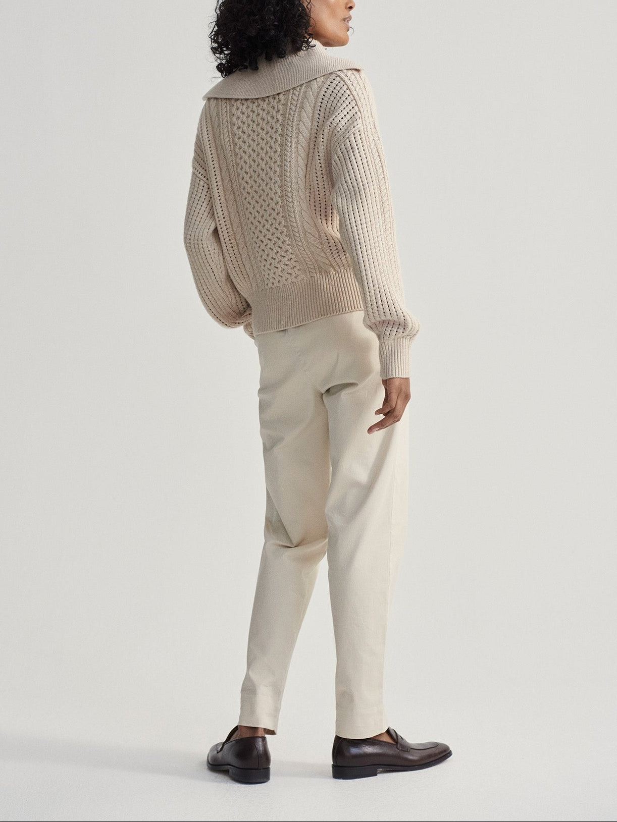 Varley Camello Cable Half Zip 2.0 in Parchment