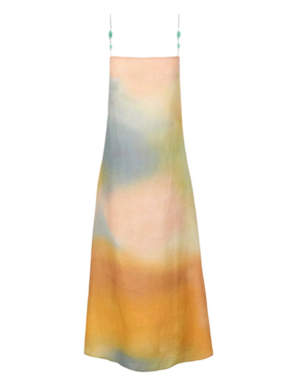 Staud Laura Linen Dress in Pastel Clouds