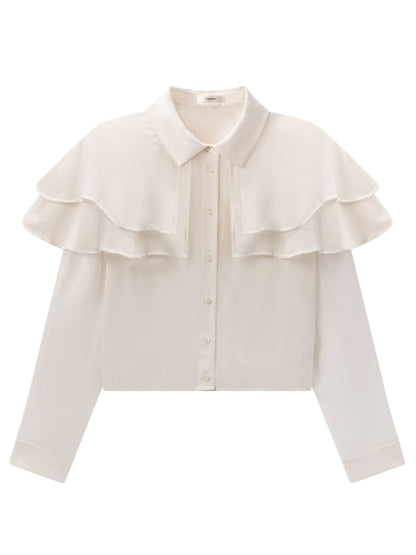Frame Silk Cape Blouse in Cream