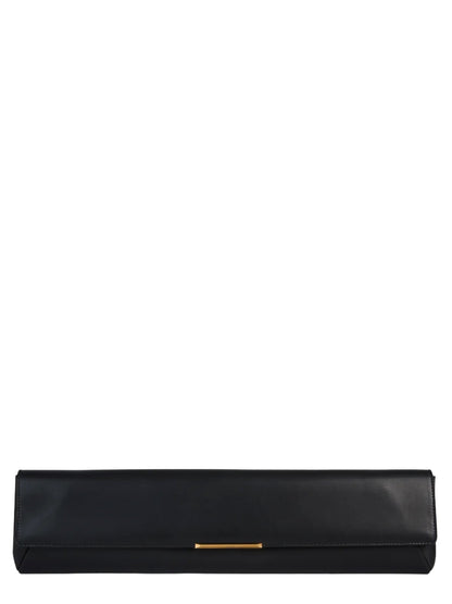 Balmain Long Clutch Bag in Smooth Leather Noir