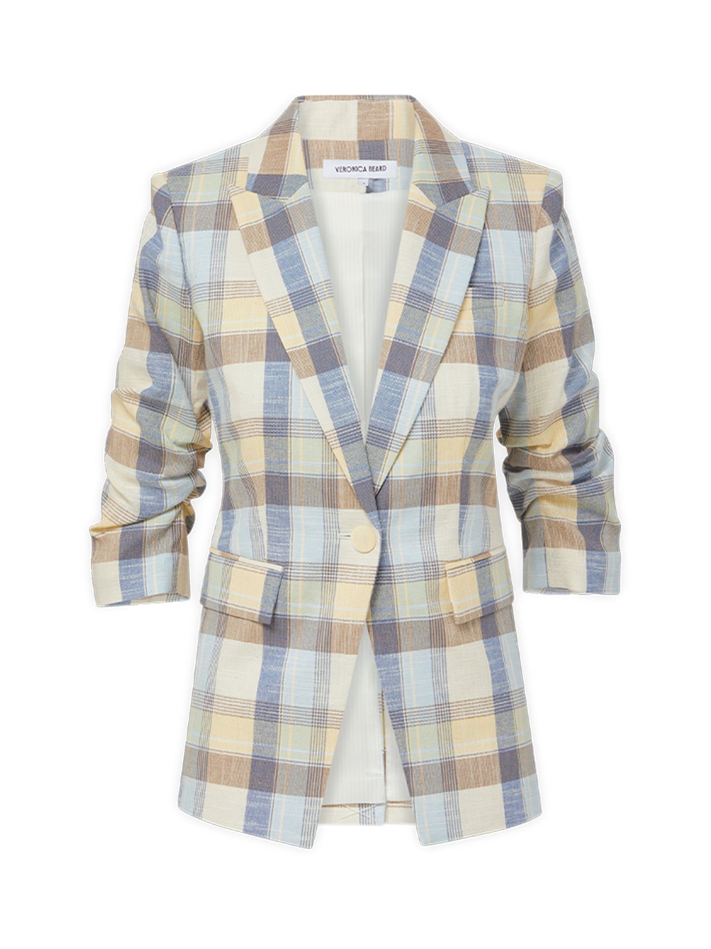 Veronica Beard Clayton Plaid Dickey Jacket in Powder Blue Multi