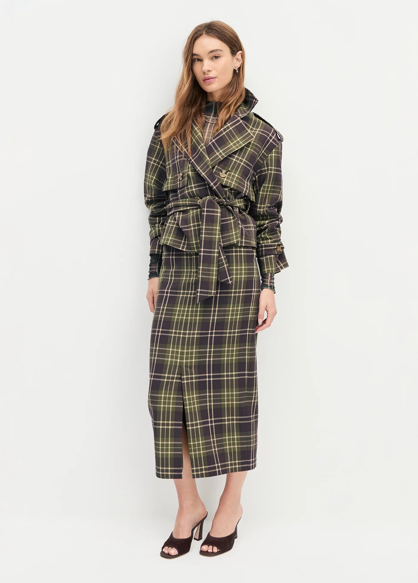 Favorite Daughter Cropped Charles Trench in Countryside Plaid