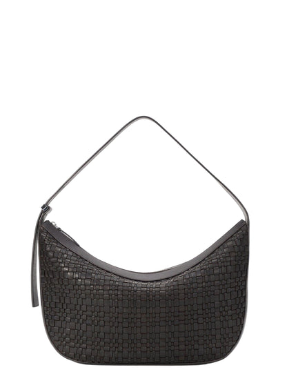 Staud Large Demy Shoulder Bag in Espresso Woven