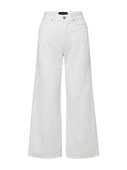 Veronica Beard Taylor Cropped Wide-Leg Jean in White