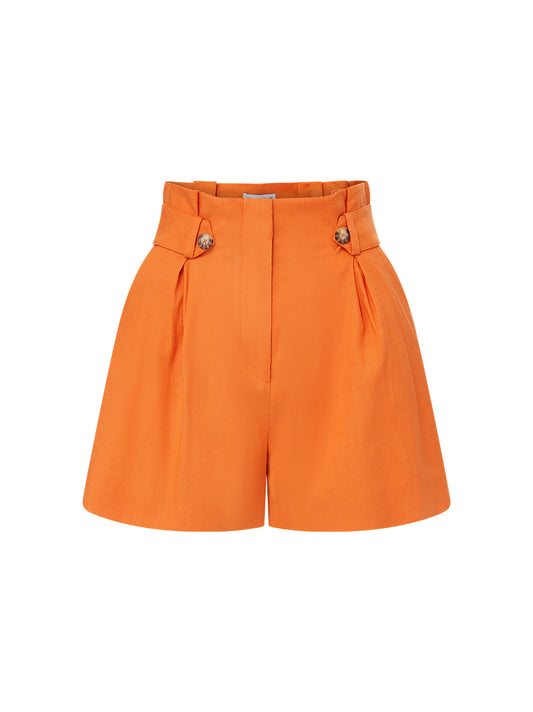 Veronica Beard Franzi Stretch-Linen Shorts in Orange