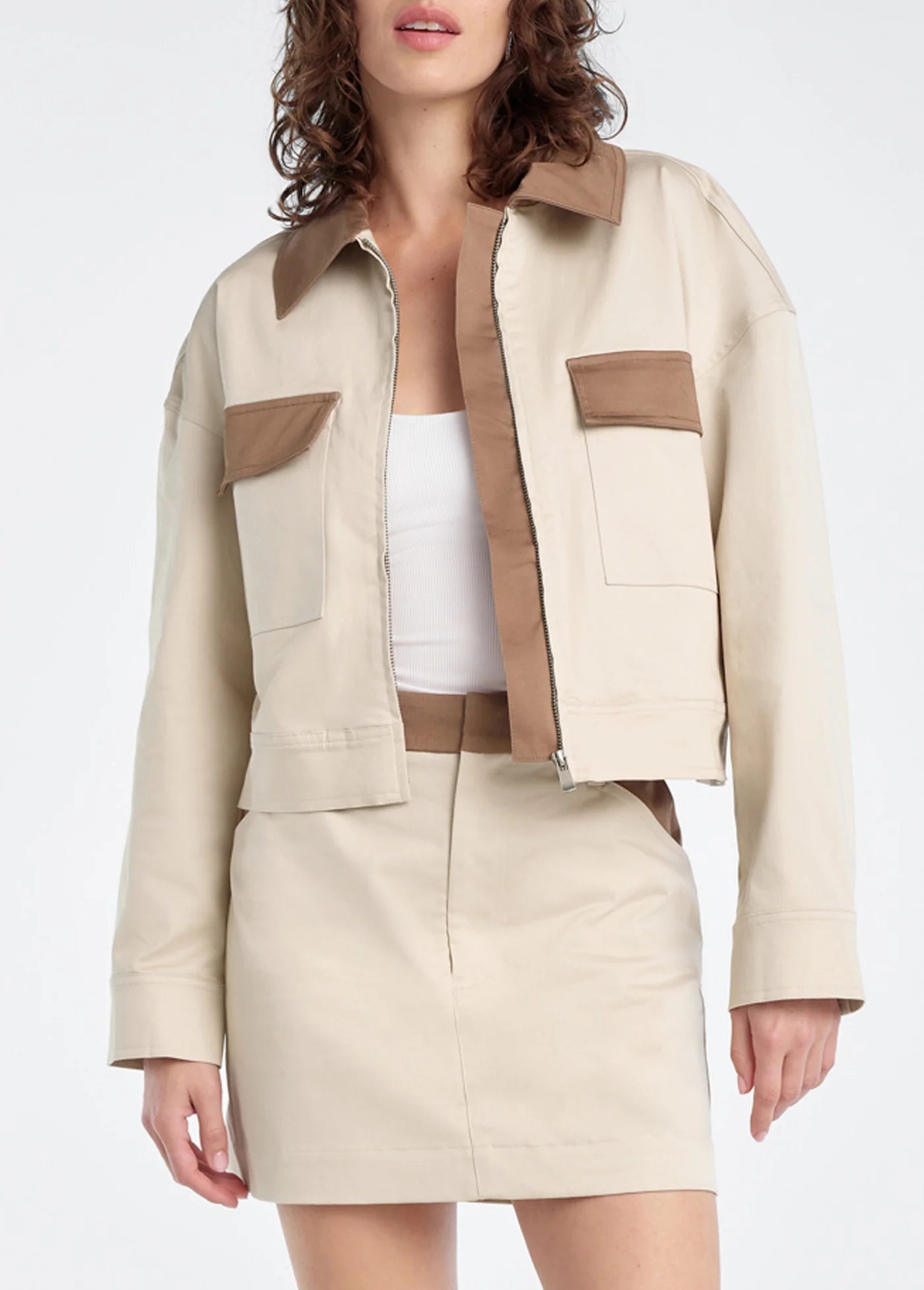 Favorite Daughter Monica Jacket in Beige w/ Khaki