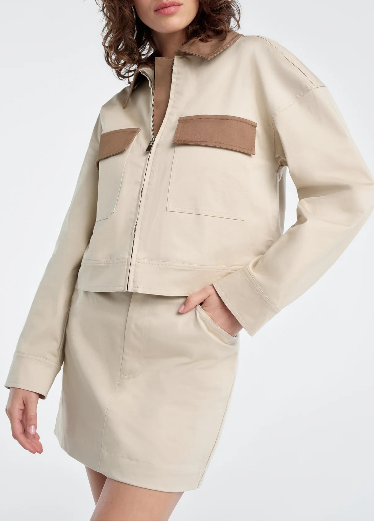 Favorite Daughter Monica Jacket in Beige w/ Khaki