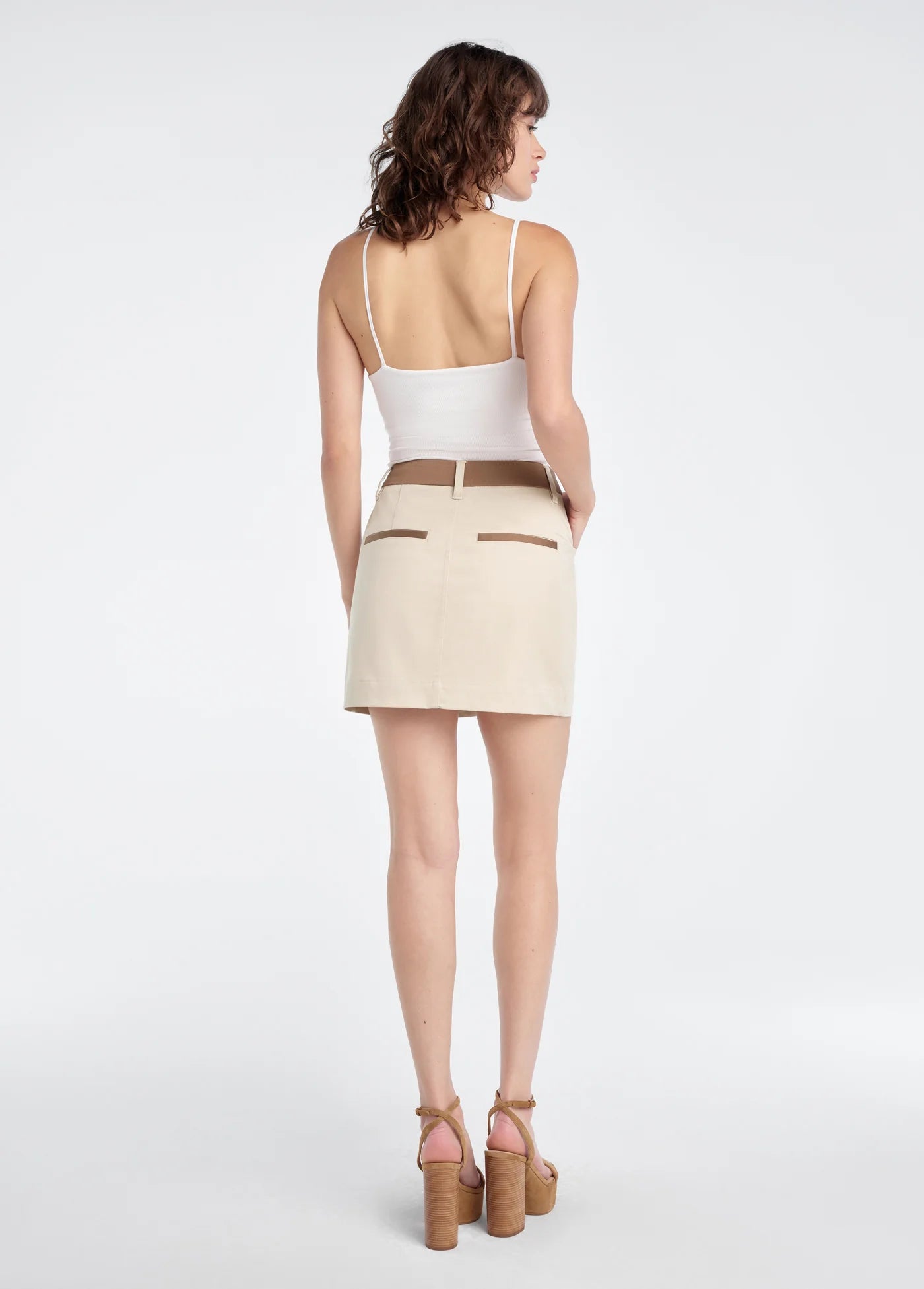 Favorite Daughter Monica Skirt in Beige w/Khaki