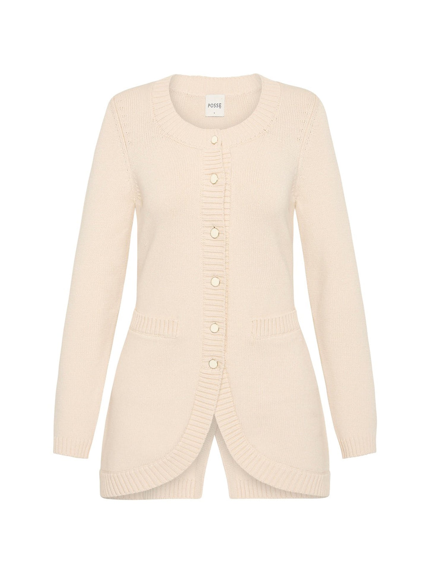 Posse Sabrina Long Sleeve Cardigan in Cream