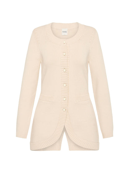 Posse Sabrina Long Sleeve Cardigan in Cream