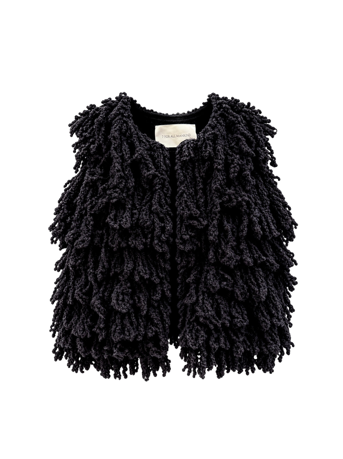 7 For All Mankind Runway Furry Vest in Wool Black