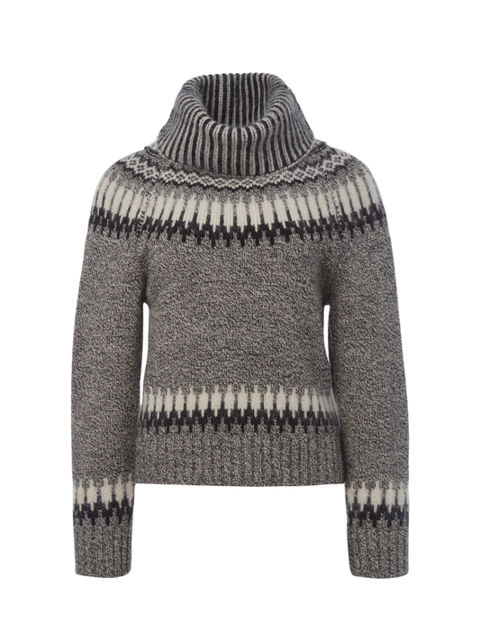MONSE Fair Isle Turtleneck Sweater in Grey Multi
