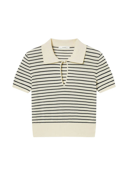 Frame Keyhole Polo in Cream Multi