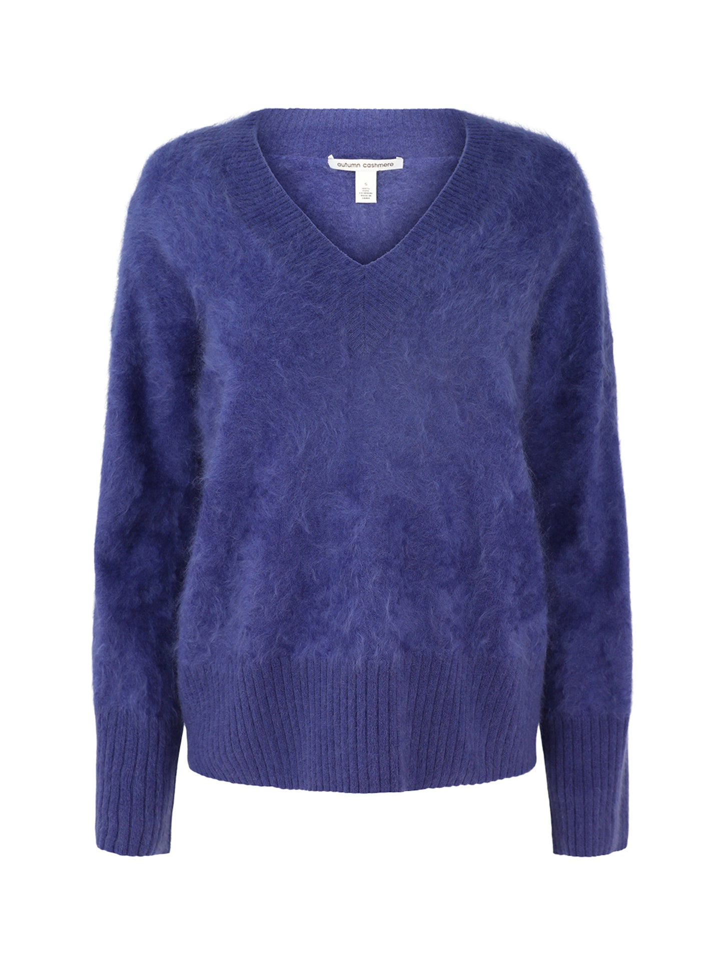 Autumn Cashmere Brushed Boxy V-Neck Sweater in Deep Sea