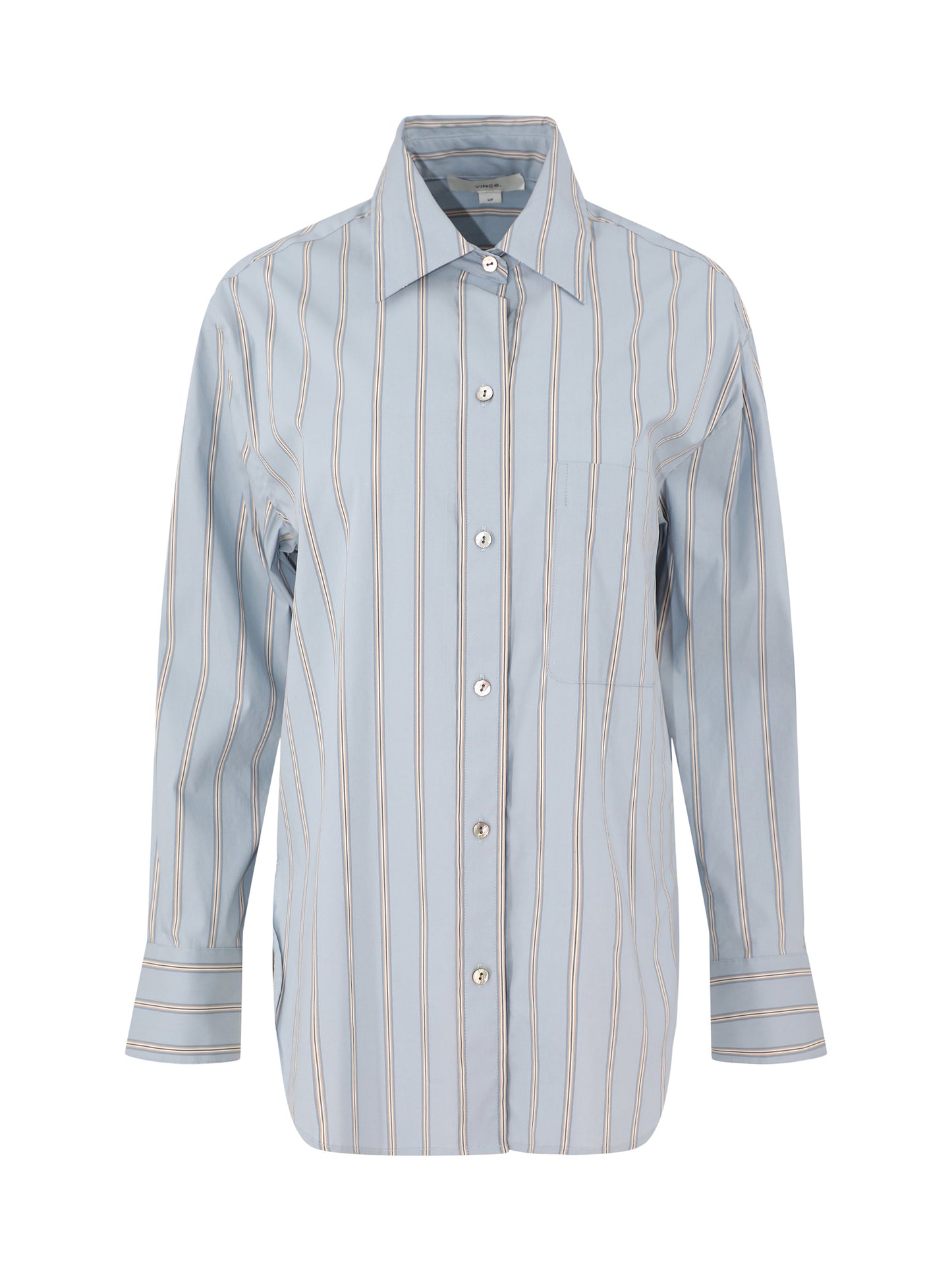 Vince Striped Cotton-Blend Button-Front Shirt in Del Mar Multi
