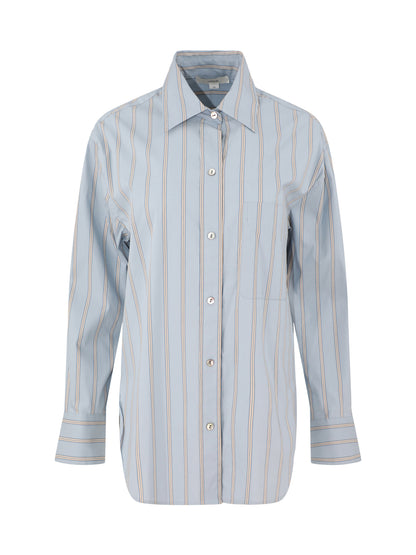 Vince Striped Cotton-Blend Button-Front Shirt in Del Mar Multi