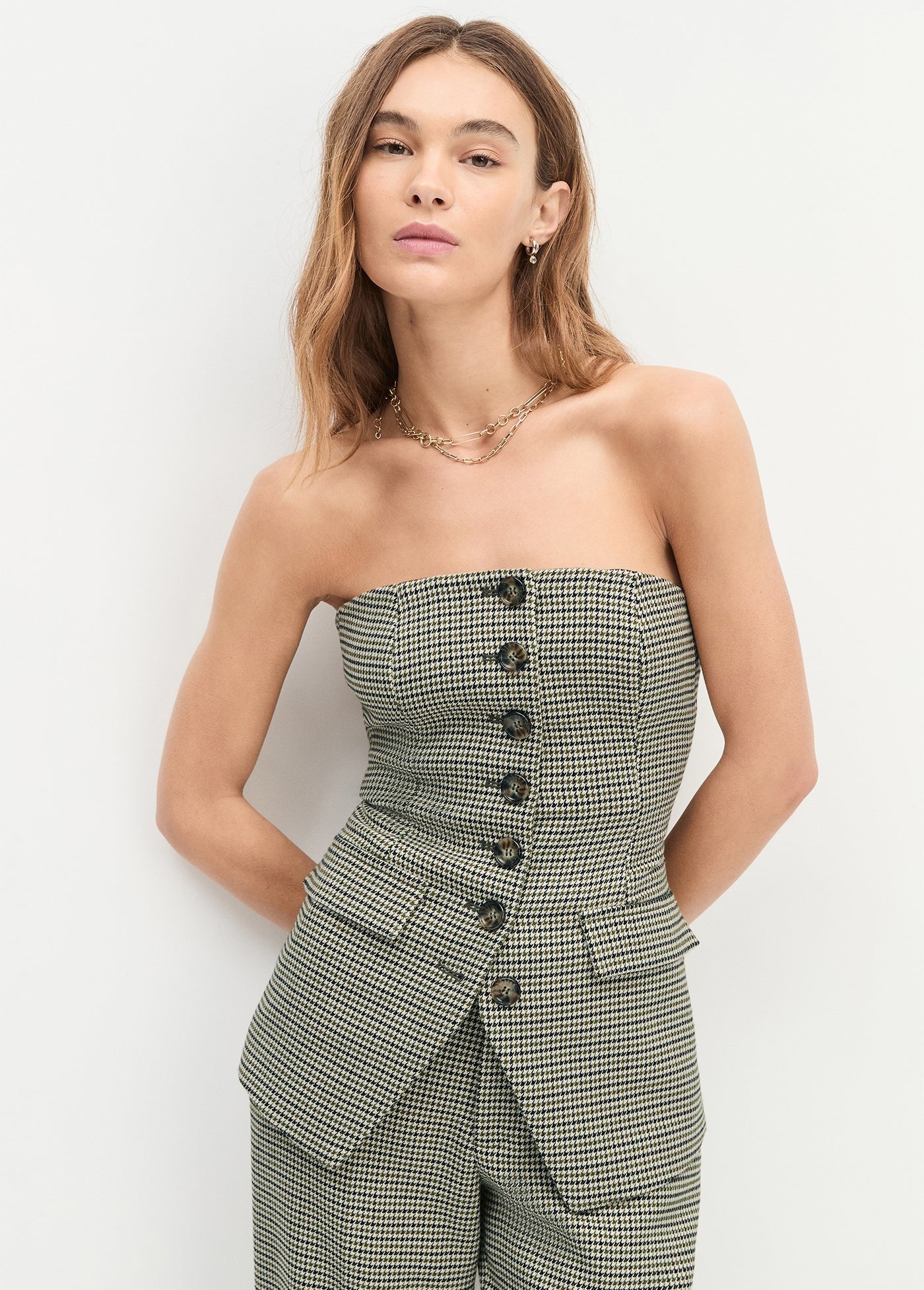 Favorite Daughter Phoebe Bustier in Cheshire Houndstooth