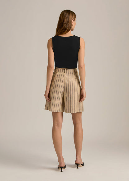 Favorite Daughter Miranda Short in Beige/Navy Stripe