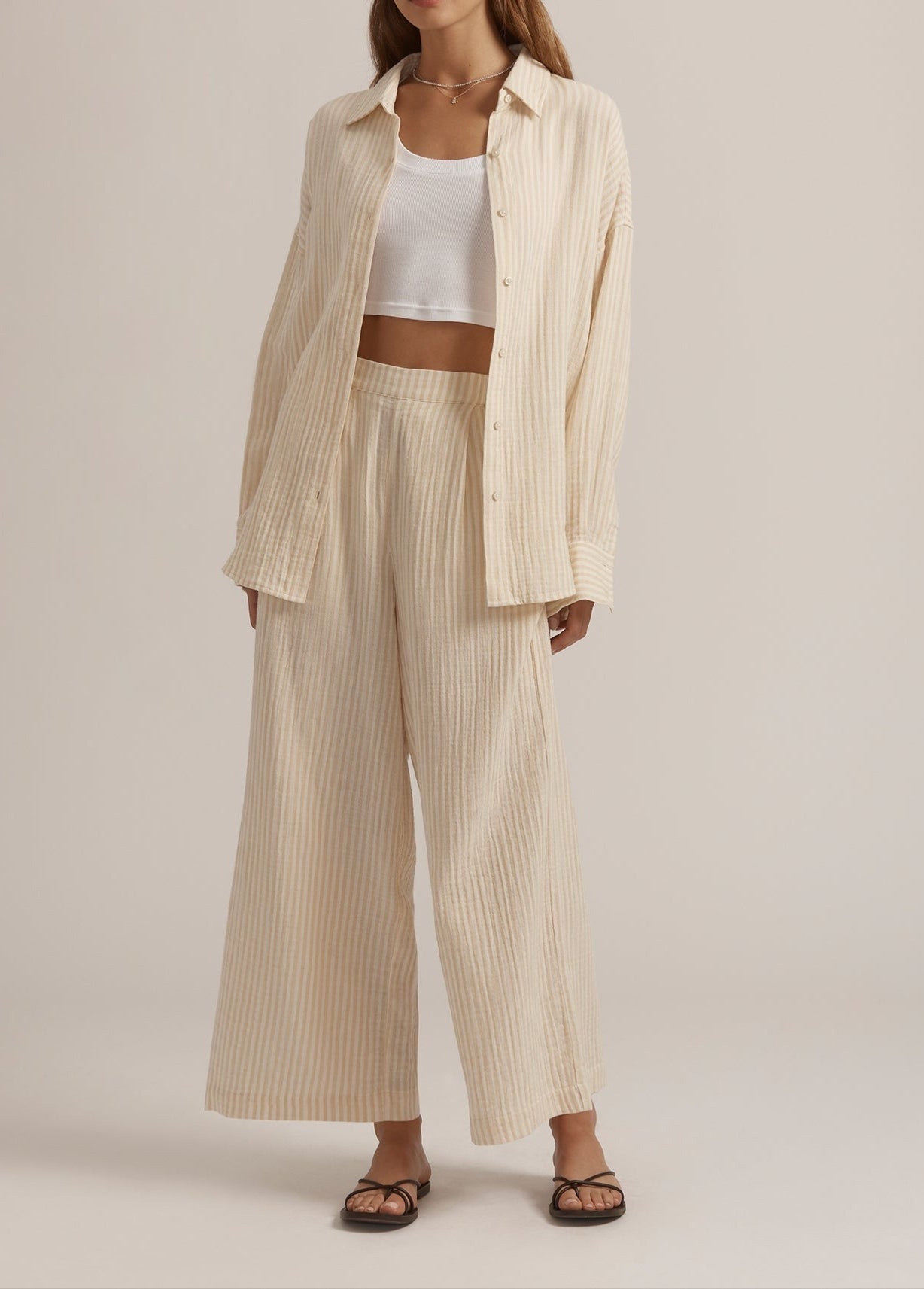 Favorite Daughter Ex-Boyfriend Shirt in Sand Stripe