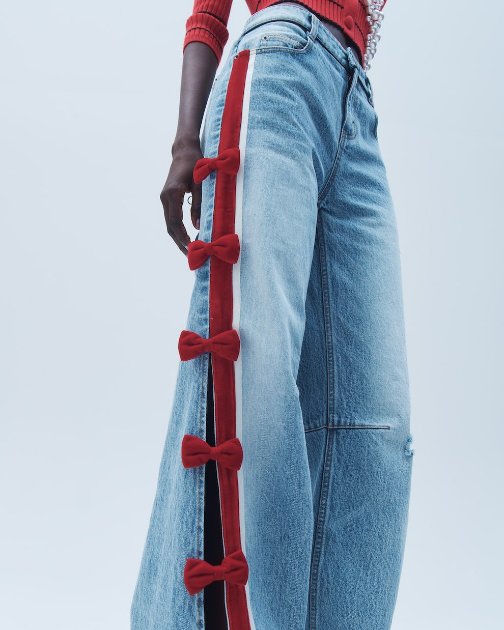 Hellessy Dan Jeans in Medium Wash/Scarlet