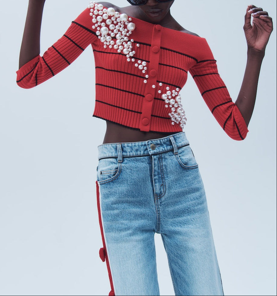 Hellessy Rami Knit in Red-Black Stripe and Red Stripe
