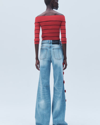 Hellessy Dan Jeans in Medium Wash/Scarlet