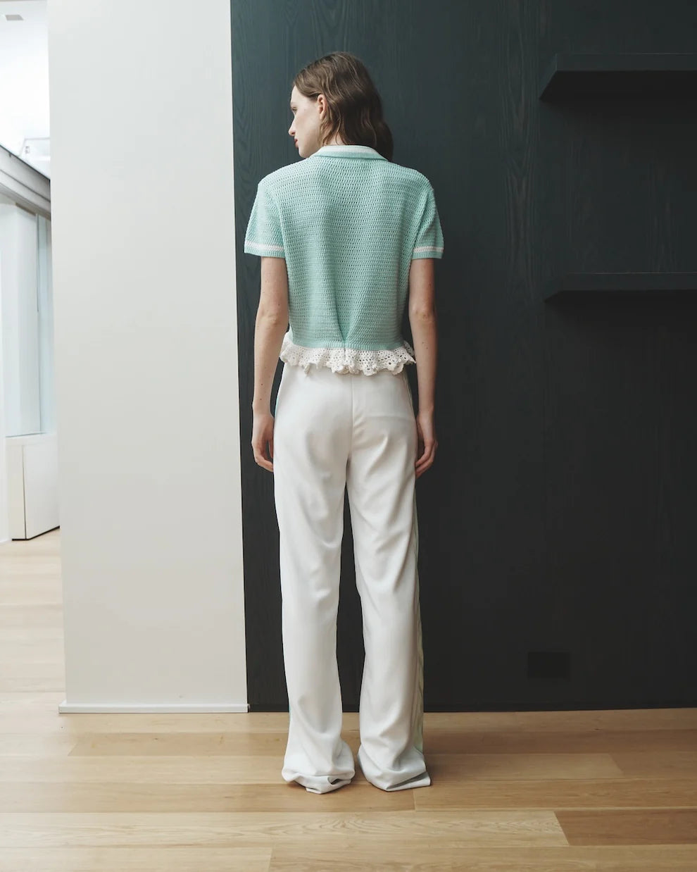 Hellessy Nash Polo in Mint/Ecru