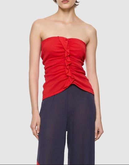 Paris Georgia Minimal Ruffle Bodice in Red