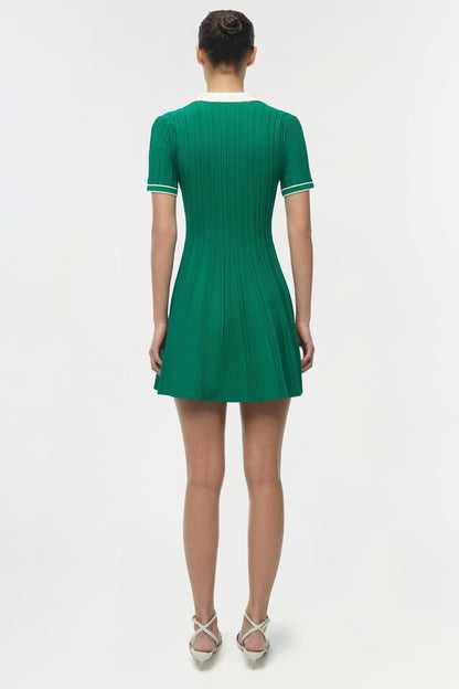 Simkhai Page Knit Polo Mini Dress in Kelly Green Multi